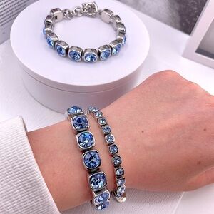 Light Sapphire Tennis Bracelet, Crystal Sterling Silver Plated